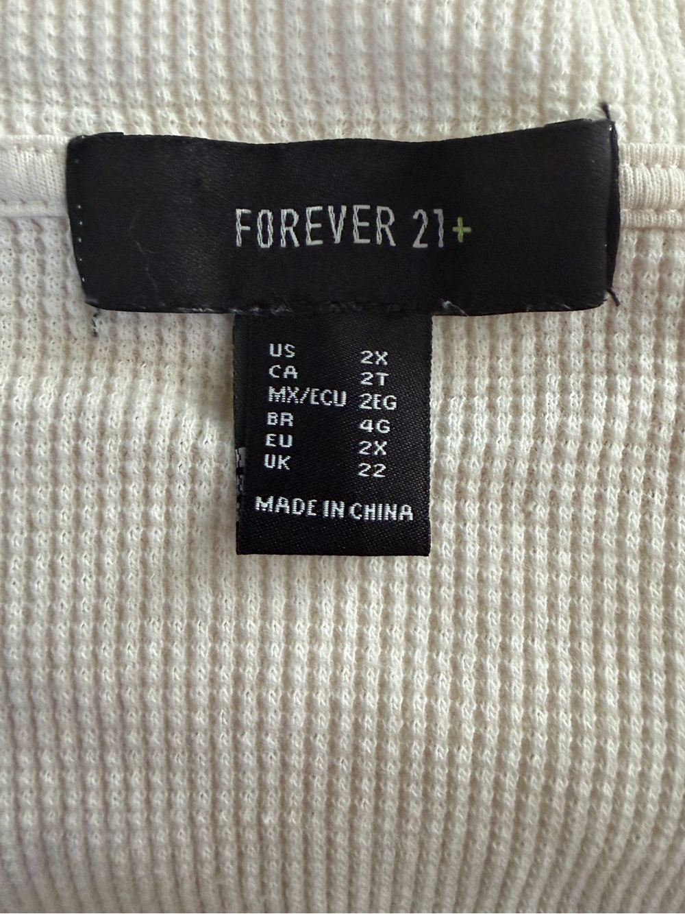 Forever 21 Women's Cream Thermal Long Sleeve Semi-Sheer Plaid Shirt - Picture 4 of 5